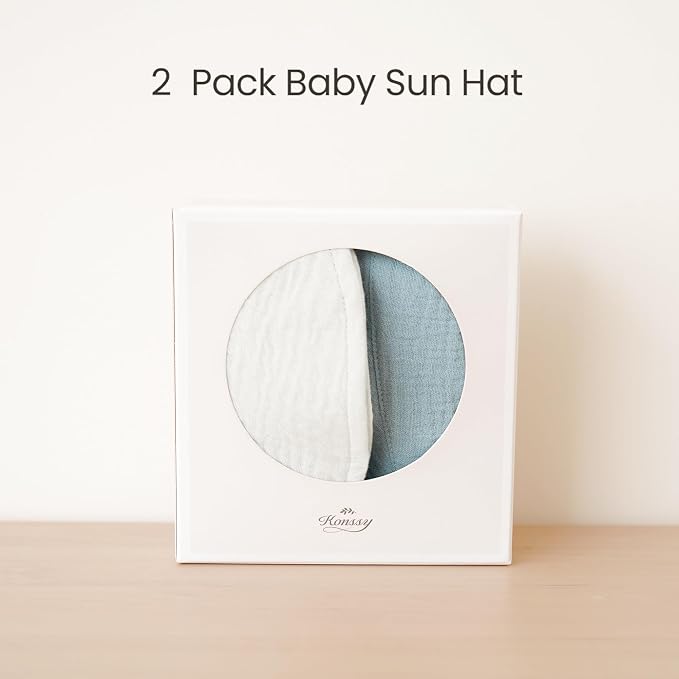 Konssy 2-Pack Muslin Baby Girl Sun Hats - Image 6