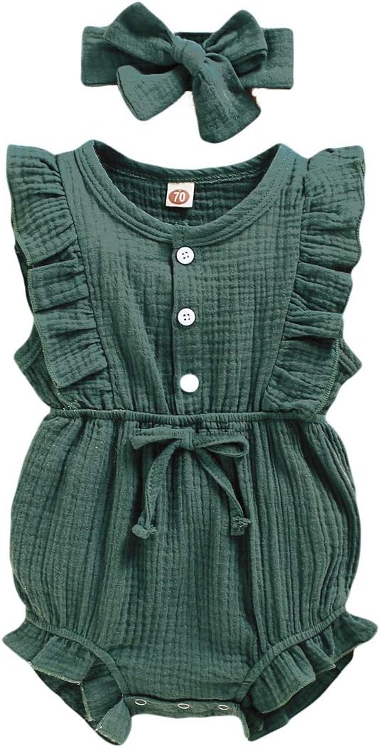 YOUNGER TREE Toddler Baby Girl Ruffled Sleeveless Romper Casual Summer Jumpsuit by YOUNGERTREE