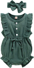 YOUNGER TREE Toddler Baby Girl Ruffled Sleeveless Romper Casual Summer Jumpsuit by YOUNGERTREE