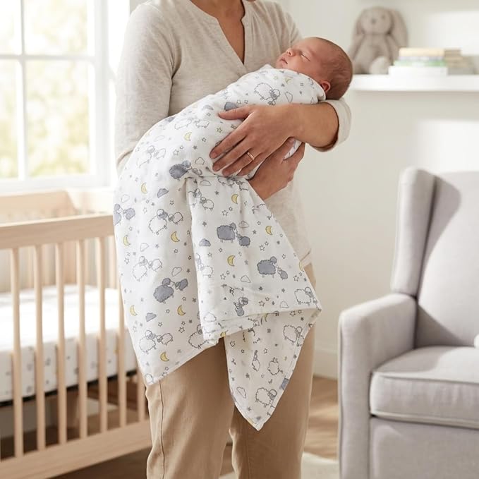 EVERYDAY KIDS 4 Pack of Soft Flannel Receiving Baby Blanket Set; Yellow/Gray - Image 5