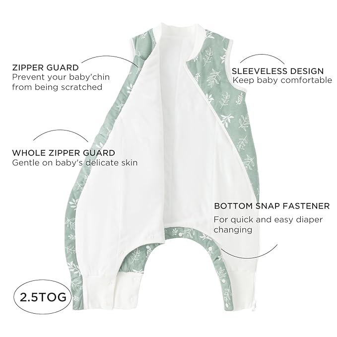 Duomiaomiao 2.5 TOG Toddler Sleep Sack 36-48 Months 100% Cotton Winter Side Open Zipper Baby Sleep Sack with Feet, Warm Toddler Wearable Blanket