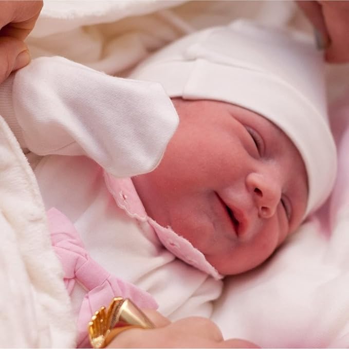 Newborn Baby Girl Hats with Bow No Scratch Cotton Toddler Infant Hat Beanie - Image 2