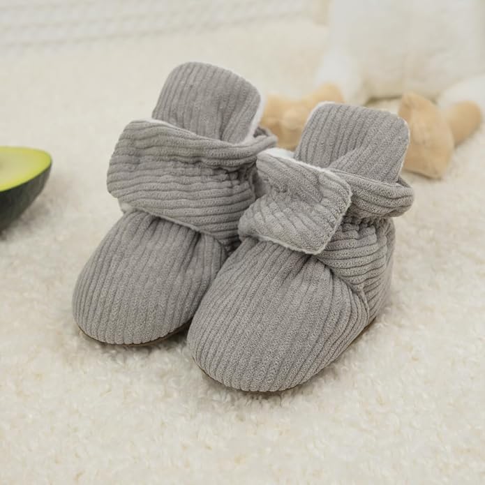 Babelvit Newborn Baby Boy Girl Soft Fleece Booties Stay On Infant Slippers - Image 3