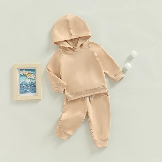 Thorn Tree Infant Baby Boys Pants Set Hooded Solid Sweatshirt Top Pocket - Image 8
