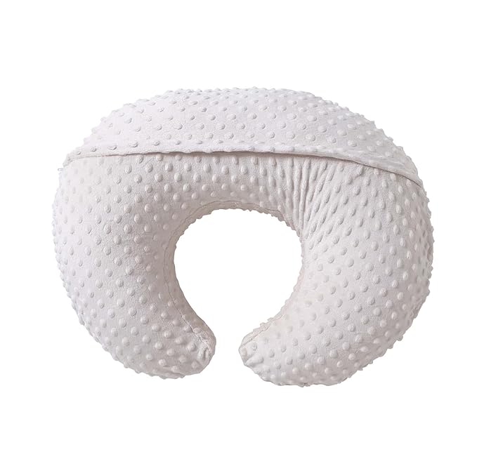 Nursing Pillow and Positioner, Breastfeeding, Bottle Feeding, Baby Sitting Support with Removable Ultra Soft Cover, Tummy Time Support for Baby Boys and Girls (Beige)