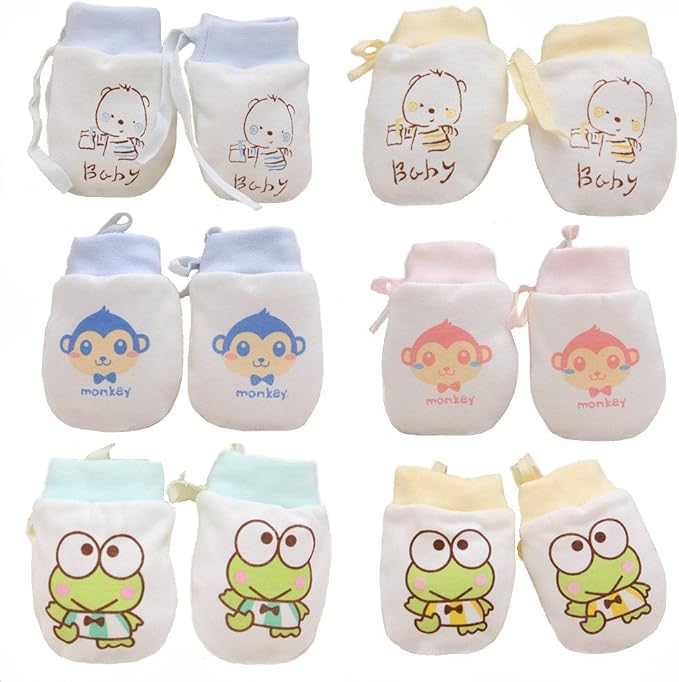 Cute Boys Girls Cotton No Scratch Gloves Drawstring Adjustable Mittens by Adeimoo