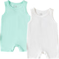 DEFAHN Viscose made from Bamboo Baby Boy Sleeveless Romper 2 Pack Infant Solid by DEFAHN