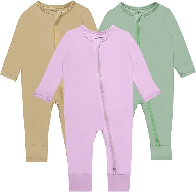 GUISBY Baby Rayon Footless Snug Sleepers, 2-Way Zip Footless Pajamas 3-Pack | by GUISBY