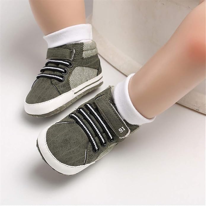 Meckior Toddler Baby Boys Girls High Tops Ankle Sneakers Soft Anti-Slip Sole PU - Image 2