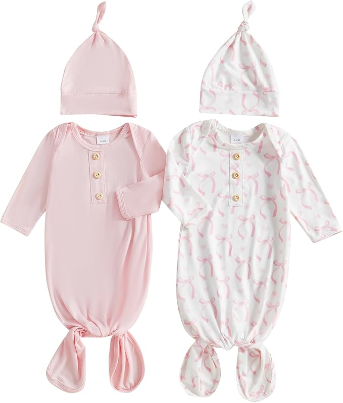 2-Pack Baby Sleeper knotted Gown Boy Girl Nightgown by Merqwadd