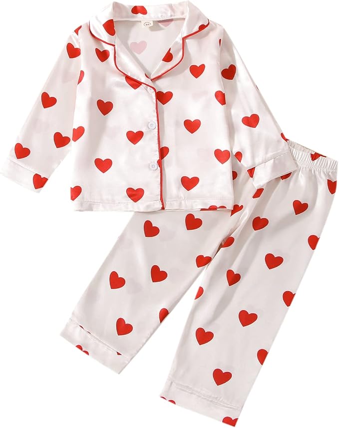 Kids Baby Girl Boy Satin Pajamas Set Button Down Sleep Shirt Top+Long Pants by SAYOO-Alljustforkids