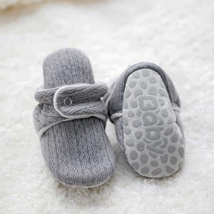 Babelvit Newborn Baby Boy Girl Soft Fleece Booties Stay On Infant Slippers - Image 6