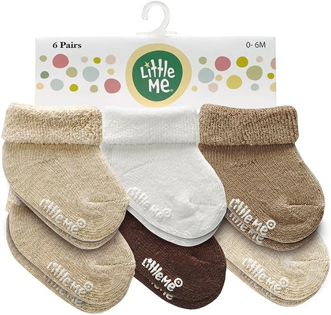 Little Me Baby Socks – 6-Pack Terry Turn Cuff Socks by LittleMeChildrensApparel