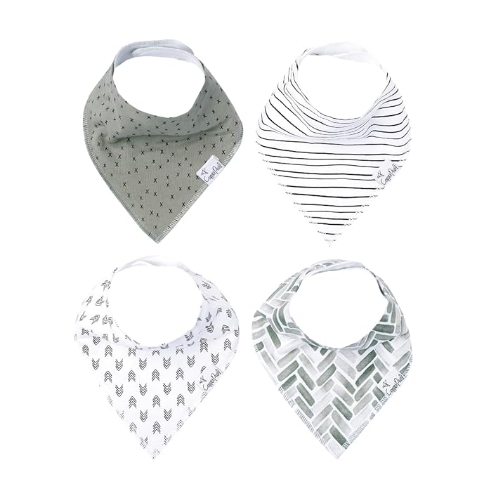 Copper Pearl 4 Pack Soft Cotton Baby Bibs for Drooling and Teething, Absorbent Drool Bibs for Baby Girl and Boy, Adjustable to Fit Newborns to Toddlers, Tons of Styles (Alta Set)