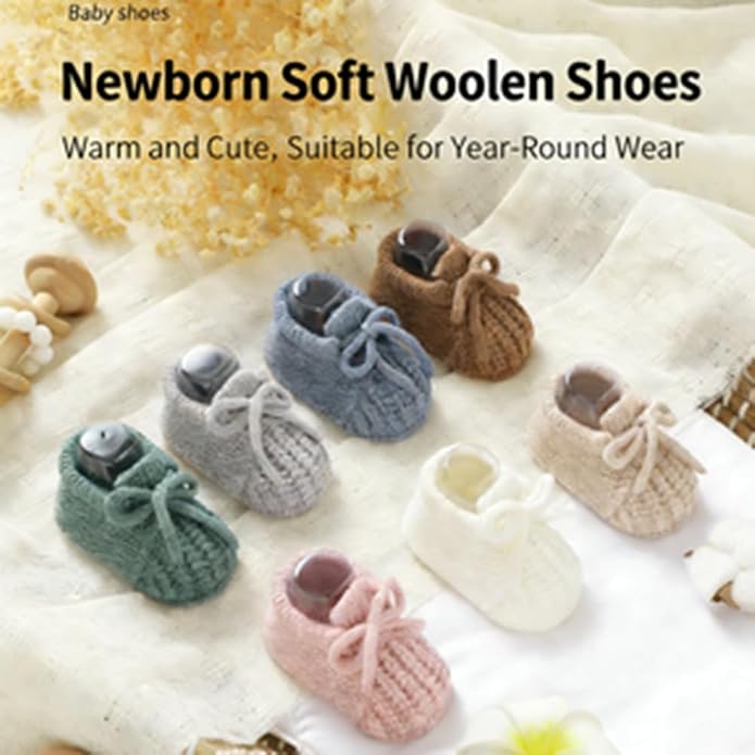 Newborn Shoes, Baby Girls Boys Hand Knit Booties, Photography Props, Photoshoot - Image 5