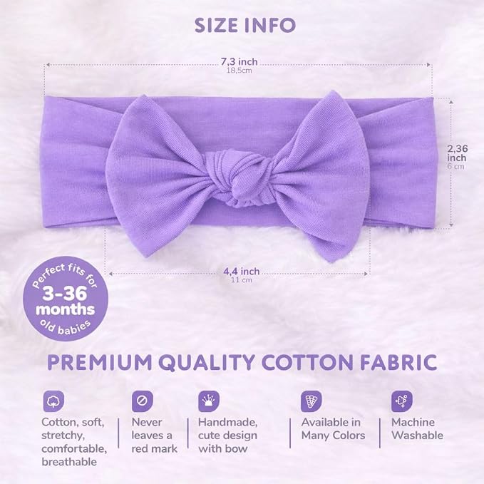 Baby Girl Headbands-Infant, Toddler Cotton Handmade Hairbands - Image 4