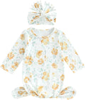 Newborn Baby Girl Floral Sleep Gown Headband Sleepwear Outfit by Merqwadd