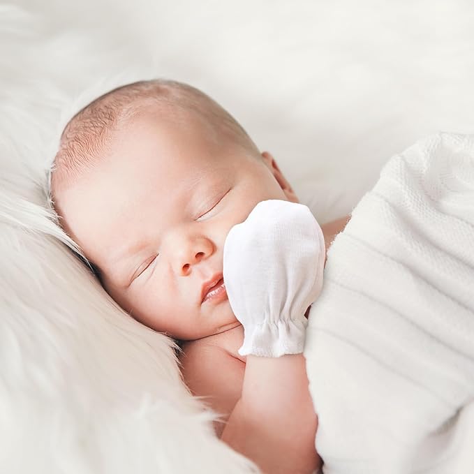 BQUBO Newborn Infant Toddler Mittens No Scratch Cotton Elastic Wrist Gloves - Image 3