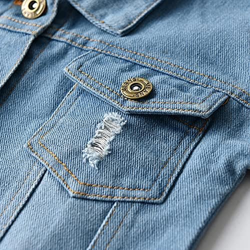 Toddler Baby Girls Jean Jacket Kids Denim Jacket Long Sleeve Button Top Coat - Image 4