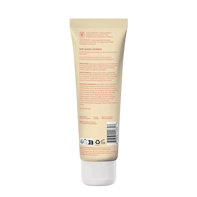 ATTITUDE Baby Lotion, EWG Verified Moisturizer, Dermatologically Tested Moisturizing Cream, Vegan and Cruelty-Free, Pear Nectar Scent, 8 Fl Oz