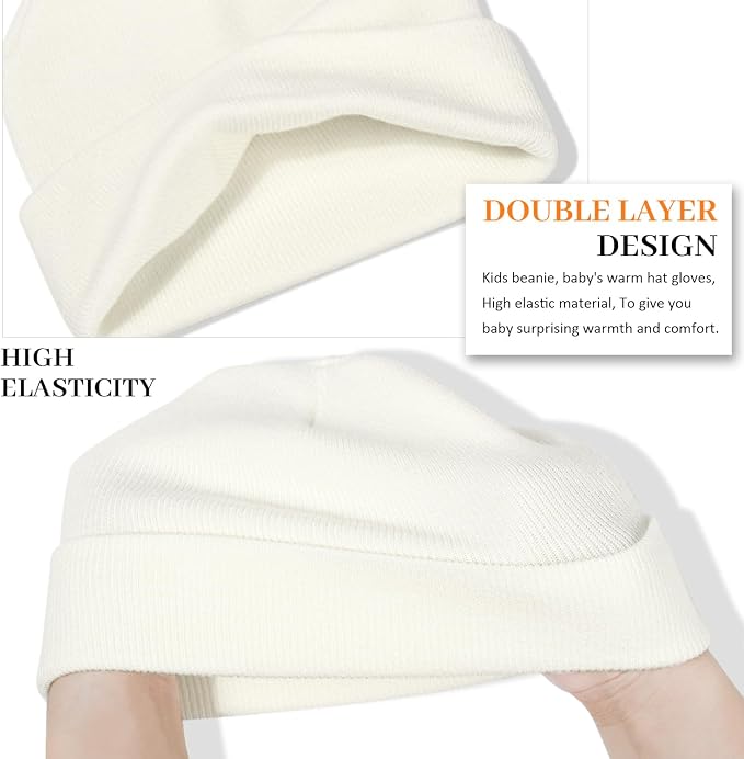 Baby Beanie Hat Gloves Set, Kids Winter Warm Knit Hat - Image 4