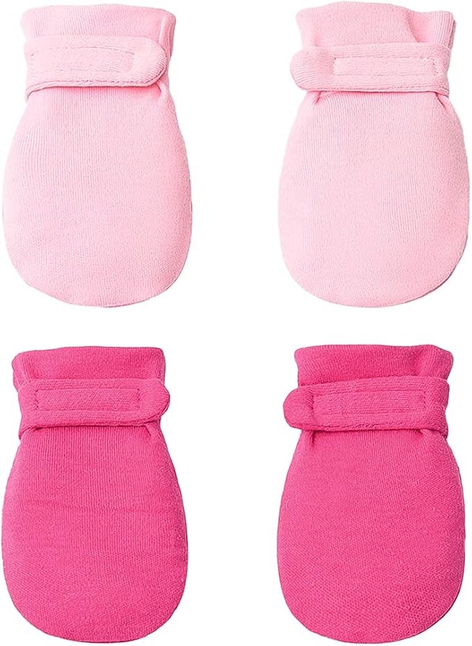 Newborn Baby No Scratch Mittens Stay On, 100% Cotton Breathable, Adjustable by Reyow