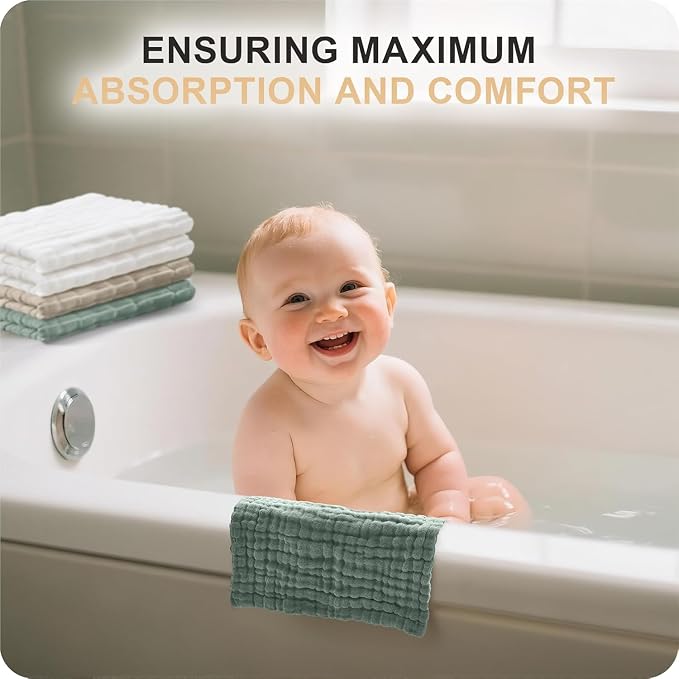Cuddle Campus Baby Washcloths 6 Packs, Muslin Washcloths Baby, Cotton Burp - Image 7