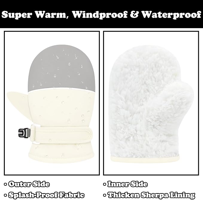 Sarfel Toddler Mittens Waterproof Toddler Gloves Baby Winter Mittens Toddler - Image 2