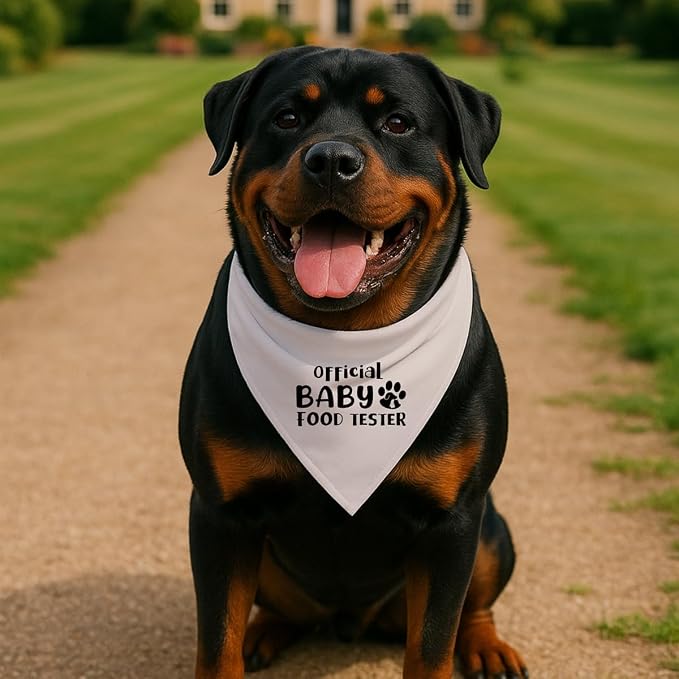 Official Food Tester Dog Bandana, Funny Pregnancy Announcement Pet Scarf - Image 3