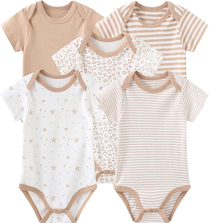 Kiddiezoom Baby Bodysuit Newborn Short Sleeve baby One-Piece Cotton 5-Pack baby by Kiddiezoom