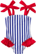 Happy Town Toddler Swimsuit Girl Solid Color Stripe One-Piece Baby Bathing Suits