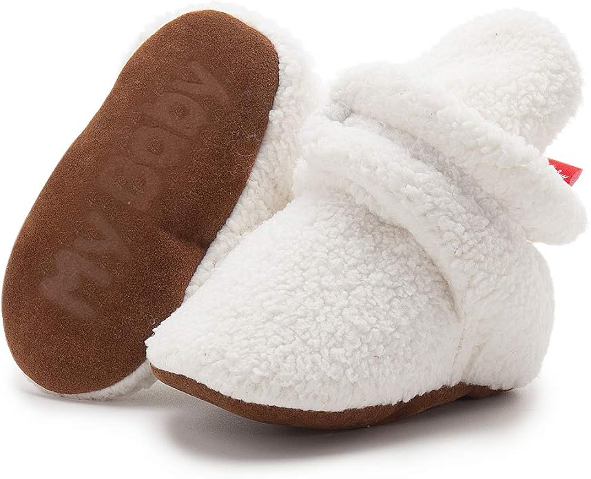 Babelvit Newborn Baby Boy Girl Soft Fleece Booties Stay On Infant Slippers by Babelvit