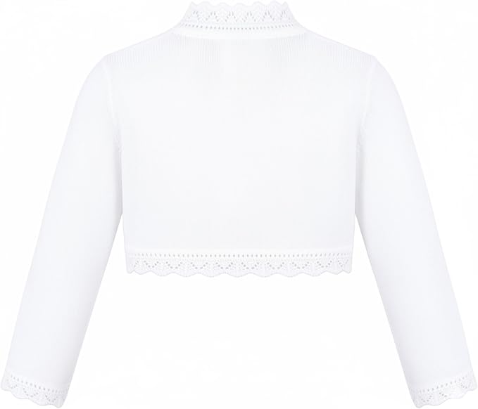 Lilax Little Girls' Knit Long Sleeve Button Closure Bolero Cardigan Shrug - Image 2