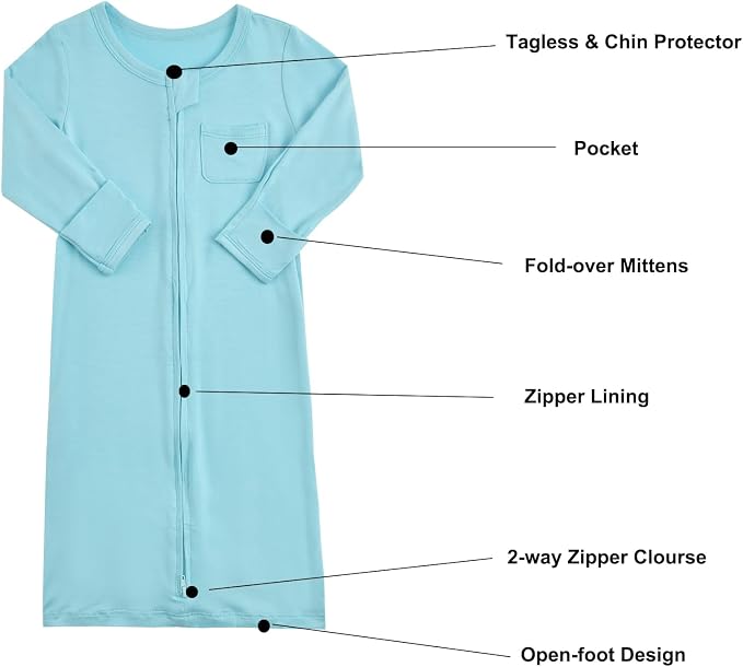 Aablexema Baby Nightgowns Rayon of Bamboo 2-way Zipper - Image 5