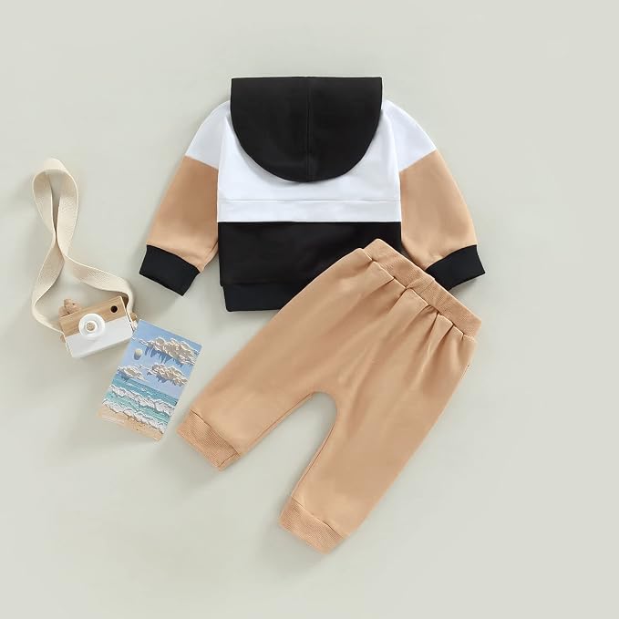 Thorn Tree Infant Baby Boys Pants Set Hooded Solid Sweatshirt Top Pocket - Image 7