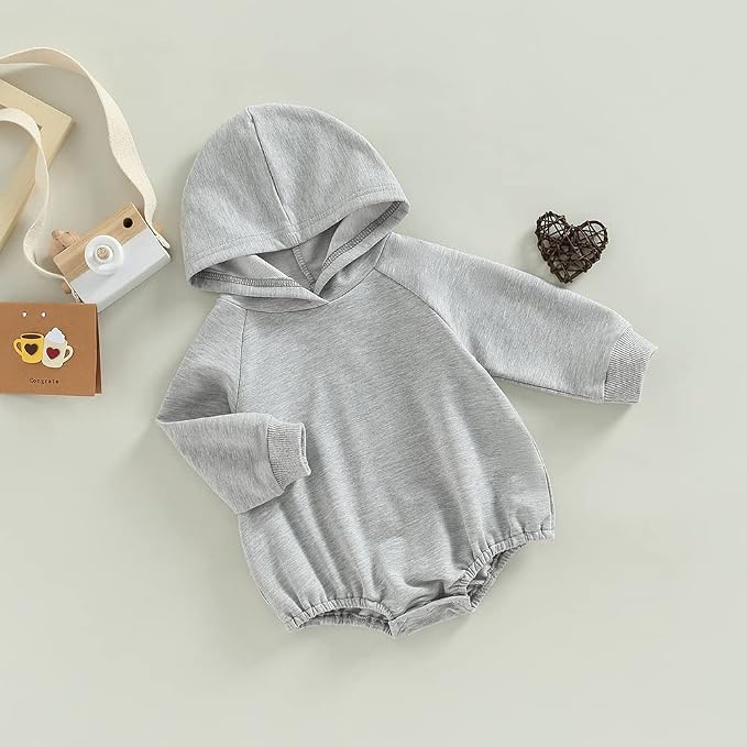 Thorn Tree Newborn Baby Boys Hooded Sweatshirt Long Sleeve Solid Romper Infant - Image 7
