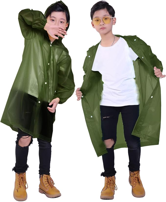 Kids Rain Jacket, 2 Pack Rain Ponchos by Makonus