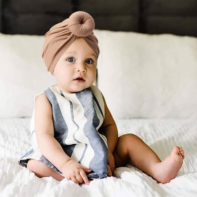 DRESHOW BQUBO 5 Pieces Newborn Baby Turban Hats Bow Baby Infant Beanie - Image 2
