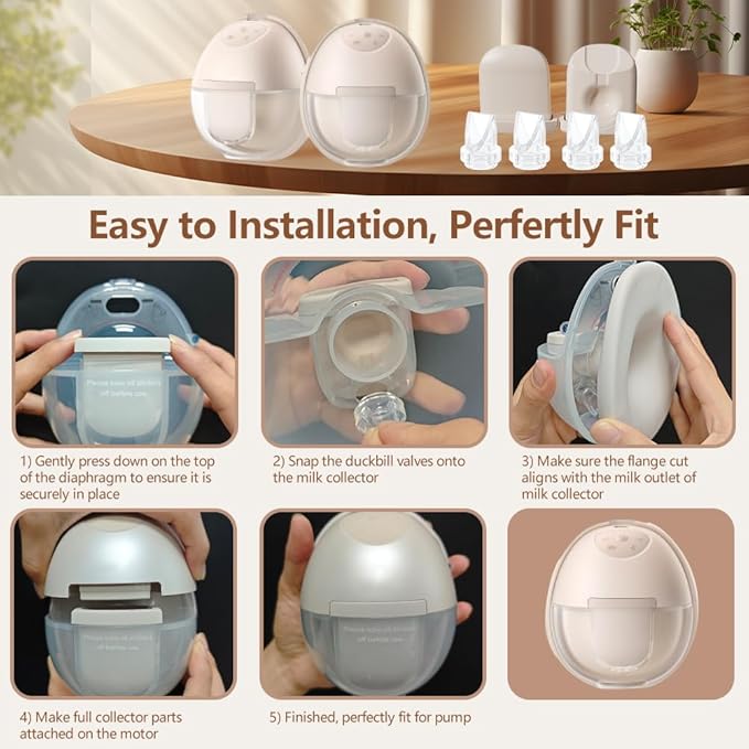 6pcs Breast Pump Parts, 4pcs Duckbill Valves and 2pcs Silicone Diaphragm Compatible with eufy S1 Pro/S1/E10 Wearable Breast Pump, Replace for eufy Pump Diaphragm Duckbill Valve,Not Original Parts