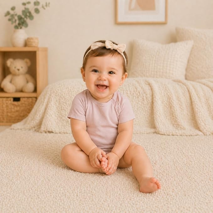 GUISBY Baby Romper 3-Pack Short Sleeve Rayon of Bamboo Bodysuit Set, 0-24M | - Image 6