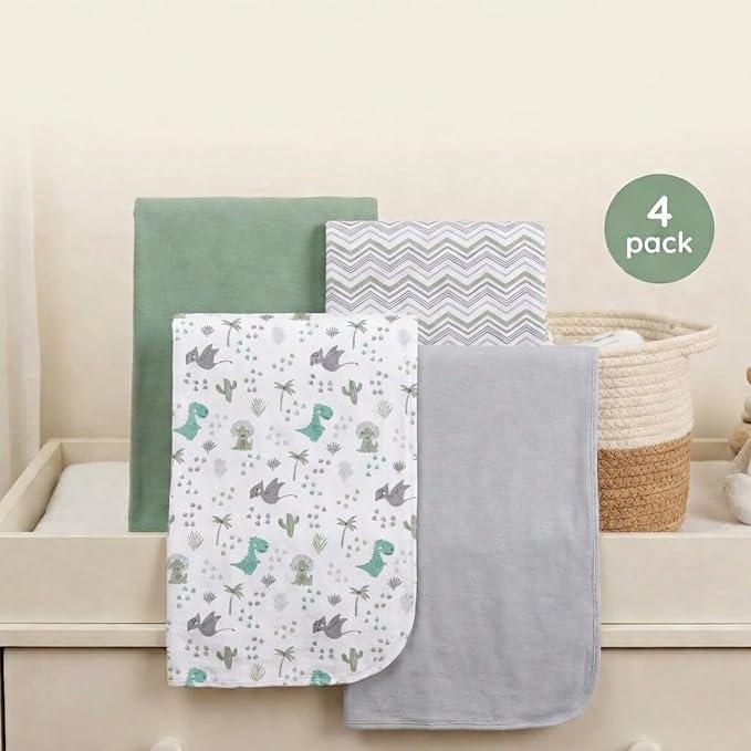 EVERYDAY KIDS 4 Pack Soft Flannel Receiving Blanket Set - Image 5