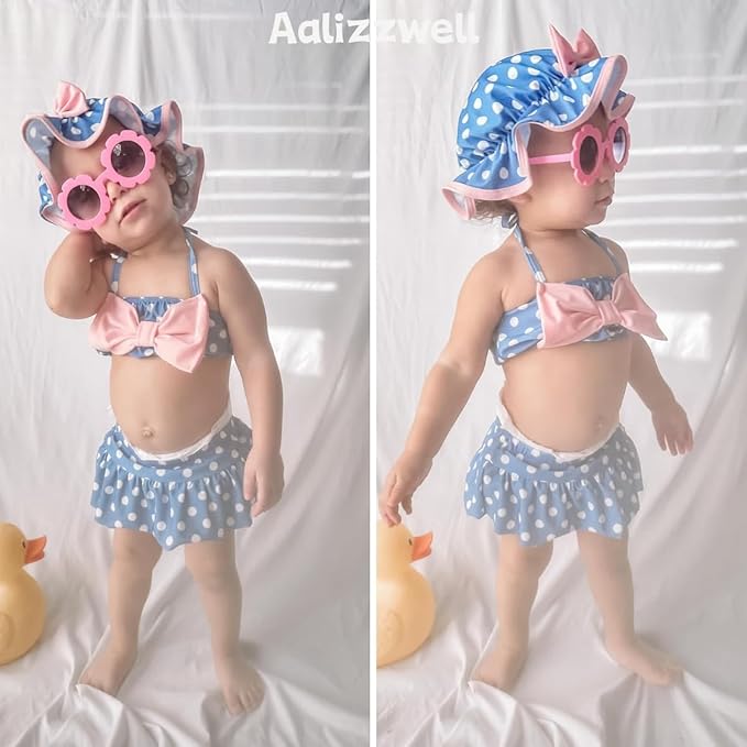Aalizzwell Baby Girl 2-Piece Bikini Swimsuit with Hat