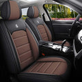 Leather Seat Cover for Ford Edge 2010-2026,Waterproof Soft Seat Covers,Interior Accessories Seat Covers Cushion Vehicle Protector Airbag Compatible(Black&Coffee,Full Set)