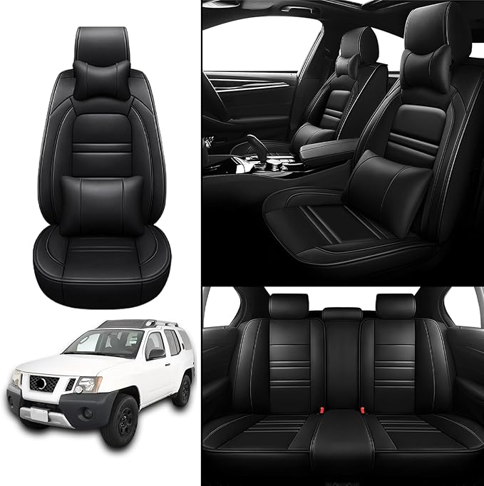 Car Seat Covers for Nissan Car Xterra 2000-2015 | 5-Seats Seat Covers, Waterproof Seat Protectors, Automotive Seat Covers (Full Set with Pillow,Black)