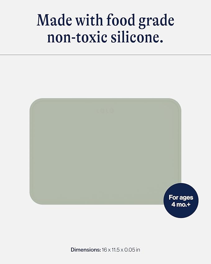 Lalo Silicone Placemat for Toddlers & Babies - Non-Slip Kids Placemat for Restaurants & Dining Tables - Non-Toxic & BPA Free Safe - for Ages of 4 Months and Up - Sage