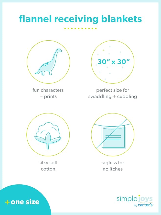 Simple Joys by Carter's Unisex Babies' Flannel Receiving Blankets - Image 3