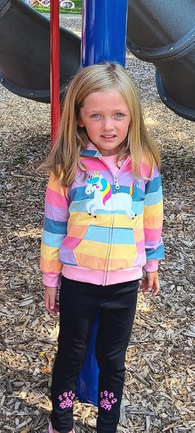 Baby Girl Zip-up Jacket Rainbow Unicorn Cotton Hoodie Sweatshirt Toddler Fall - Image 2
