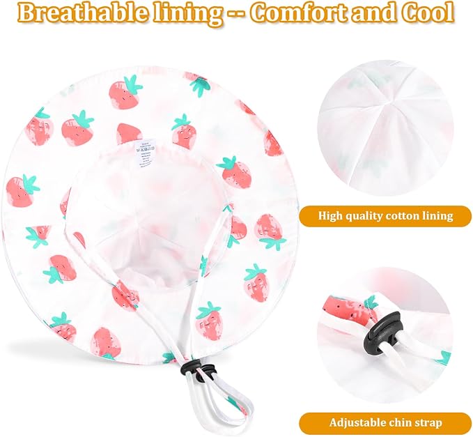 Baby Girl Sun Hat with UPF 50+ Outdoor Adjustable Beach Hat with Wide Brim - Image 6