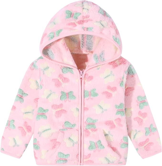 Toddler Baby Girl Fleece Jackets Fall Clothes Hooded Zip Fuzzy Coats by Adarl