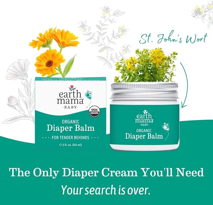 Earth Mama Organic Diaper Balm 2-Ounce | Diaper Cream for Baby | EWG Verified, Petroleum & Artificial Fragrance-Free with Calendula for Sensitive Skin (6-Pack)